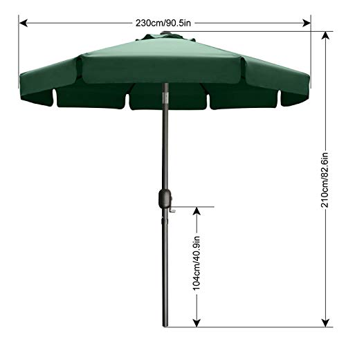 ABCCANOPY 7.5ft Scalloped Patio Umbrella, Outdoor Table Umbrella with Tilt and Crank, Fiberglass Ribs Deck Umbrella for Patio, Pool, Garden, Picnic (Green) - color: Green, size: 7.5FT