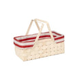 Bamboo Picnic Basket with Handle，Natural Woodchip Basket with Washable Lining for Camping（14X7.5X5.5inches） (Red) - color: Red