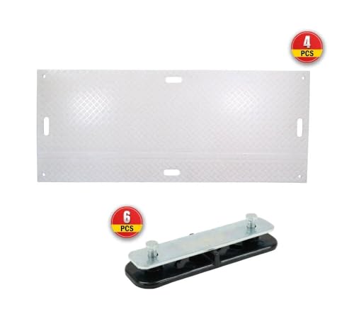 Mytee Products 4 Pcs Ground Protection Mats - White, 4' x 8', Heavy Equipment Mats w/ 6 Pcs Single Connectors - color: White, size: 4 - Pack