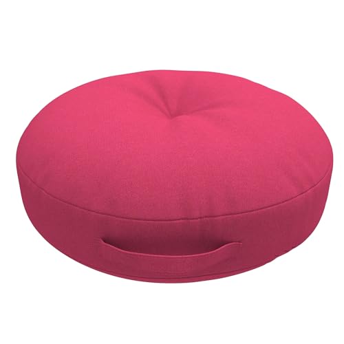 Covers & All Sunbrella Round Seat Cushion with Handle, Plush Outdoor Pillows and Chair Cushions for Home or Patio (24 x 5 Inch, Canvas Hot Pink) - color: Canvas Hot Pink, size: 24 x 5, style: Handle