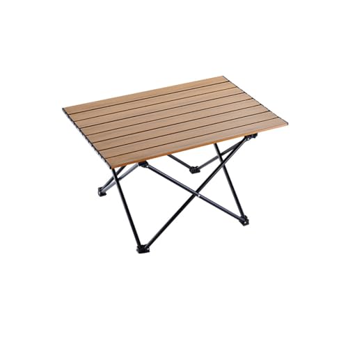 Aluminum Alloy Camping Folding Table - Portable Picnic Desk with Carry Bag, Lightweight Outdoor Dining Set (Wood Grain Table (Large Size)) - color: Wood Grain Table (Large Size)