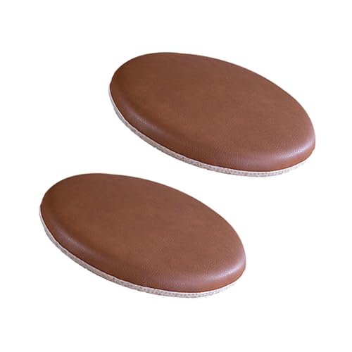 12 Inch Round Outdoor Waterproof Stool Cushion, Leather Seat Cushion Circle, Removable Chair Cushions for Dining Chairs Round, 2 Pack Nonslip Stain-Resistant Chair Pads for Balcony, Floor Brown - color: Brown, size: 30cm