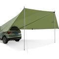 REDCAMP Large 19ft x17ft Car Awning for SUV with 2 Tarp Poles & 2 Suction Cup Hooks, Waterproof UV Protection Sun Shade Vehicle Awning Shelter Tarp for Camping, Truck, Van, Tailgate Canopy