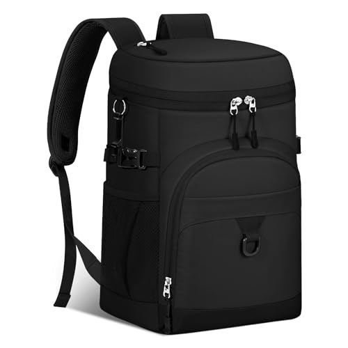 Cooler Backpack, 22L Waterproof Soft Backpack Coolers Leak Proof Beach Backpack Insulated Picnic Lunch Bag for Fishing Camping,Beach,Hiking,Travel - color: Black