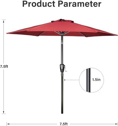 Simple Deluxe 9' Patio Umbrella Outdoor Table Market Yard Umbrella with Push Button Tilt/Crank - color: Red, size: 9ft 2Pack