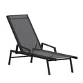 Flash Furniture Brazos Adjustable Chaise Lounge Chair with Arms, All-Weather Outdoor Five-Position Recliner, Black/Black - color: Black/Black, size: Set of 1