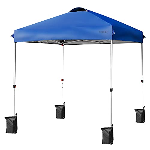 Tangkula Outdoor Pop-up Canopy Tent, 6.6 x 6.6 FT Height Adjustable Commercial Instant Canopy w/Portable Roller Bag, 4 Weight Bags, Outdoor Camping Sun Shelter for Camping, Party - color: Blue, size: 6.6x6.6 FT