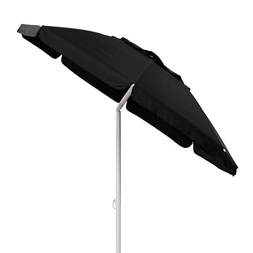 PICNIC TIME 5.5 Ft Portable Beach Umbrella, Lightweight UV Protection Sunshade with Tilt Pole & Carry Bag, Outdoor Canopy Umbrella for Beach, Sand, Pool, Patio, Camping, Travel, or Backyard Shade, (Black) - color: Black