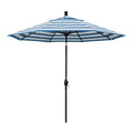 California Umbrella 9' Rd Pacific Trail Series Aluminum Patio Umbrella, Crank Lift, Push Button Tilt, Black Finish, Sunbrella Cabana Regatta fabric - color: Cabana Regatta