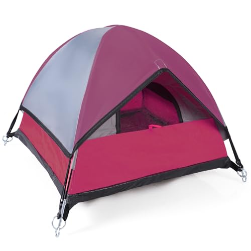 Cat Camping Tent, Cat Tent Bed, Pet Tent for Indoor Cat and Small Dog, Mini Tent (Red, 21 x 21 x 14 Inches) - color: Red