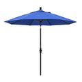 California Umbrella 9' Round Aluminum Market Umbrella, Crank Lift, Collar Tilt, Bronze Pole, Royal Blue Olefin - color: Royal Blue
