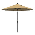 California Umbrella 9' Round Aluminum Market Umbrella, Crank Lift, Push Button Tilt, Black Pole, Champagne Olefin - color: Champagne