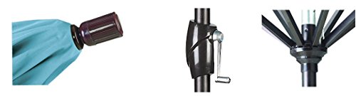 California Umbrella 9' Round Aluminum Market Umbrella, Crank Lift, Push Button Tilt, Black Pole, Frost Blue Olefin - color: Frost Blue