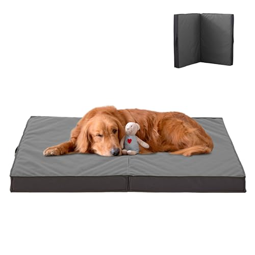Outdoor Beds for Large Dogs, Waterproof with Washable Cover, Foldable Cooling & Orthopedic: 35in All Weather - color: Grey, size: Large