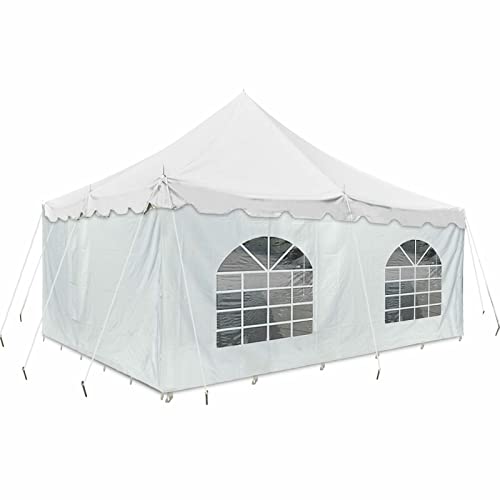 Party Tents Direct 20 x 20 Weekender Pole Tent with Sidewalls, Heavy Duty Waterproof PVC White Canopy, Easy Up Outdoor Event Pavilion Gazebo for Weddings, Parties, Graduations, and Banquets - color: White, size: 20' x 20'