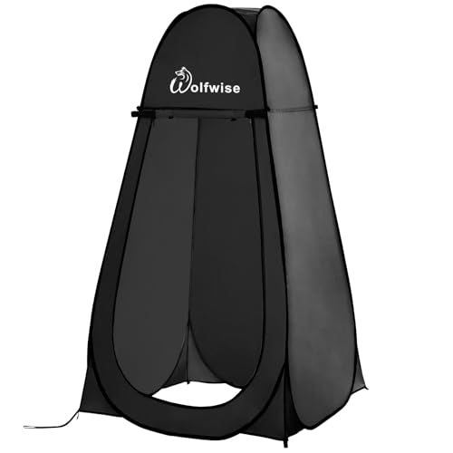 Wolfwise Pop Up Shower Tent for Camping Essentials, Portable Instant Changing Tent with Ventilation Window & Carry Bag, Privacy Dressing Room Bathroom Toilet for Beach & Outdoor, Standard, Dark Black - color: Dark Black, size: Standard: 6'3" H, 39.4" W