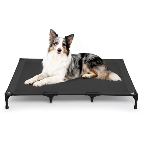 Love&go Elevated Dog Bed with Metal Frame, Cooling Raised Pet Cot for Dog and Cat (XL - Black, XLarge- 44x34x5.5 inch) - color: XL - Black, size: XLarge- 44x34x5.5 inch