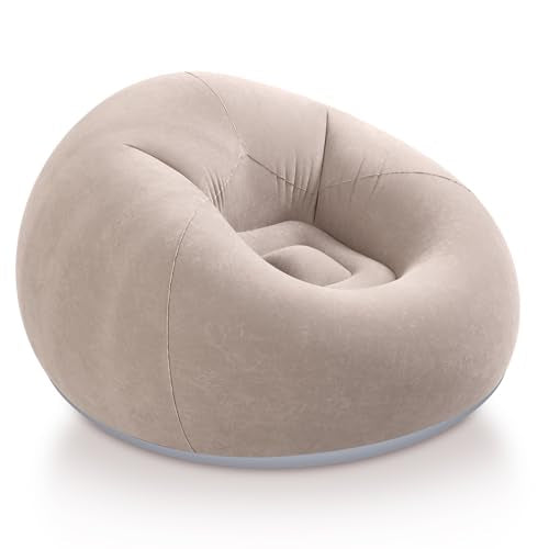 Realspring Inflatable Bean Bag Chairs for Adult Blow up Chairs Lazy Sofa Folding Portable Inflatable Chair for Movie Outdoor Room Bedroom Reading Camping(Coffee) - color: Coffee