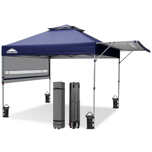 EAGLE PEAK 17x10 Pop up Gazebo Canopy Tent Outdoor Instant Canopy Shelter with Adjustable Dual Half Awnings (Blue) - color: Blue