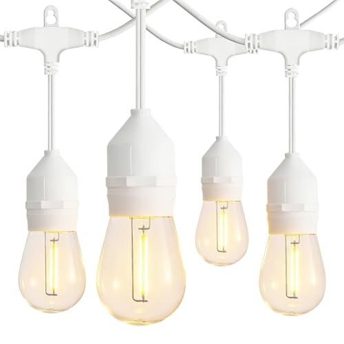 Banord Outdoor String Lights, 105FT Waterproof Patio Lights with 1W Dimmable LED Bulbs, Hanging String Lights for Outdoor Backyard, Garden, Deck, Porch, Gazebo, Balcony, Camping, Party(White) - color: White, size: 105ft