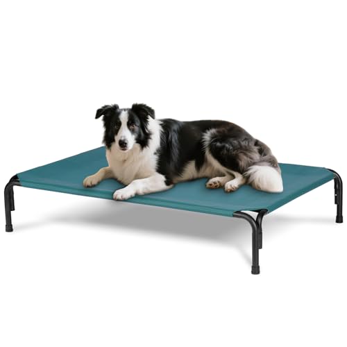 Elevated Dog Bed for Outdoor, Large Raised Dogs Cot for Training, Cooling Pet Beds with Washable Mesh, Indestructible Lifted Platform for Outside Camping, 41 inch Green - color: Green, size: 41"L x 27"W x 8"Th