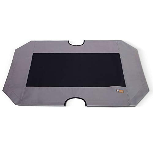 K&H Pet Products Dog Cot Replacement Cover, Designed to fit K&H XL Pet Cots (Sold Separately), Indoor Outdoor, Breathable Cooling Mesh Center, Machine Washable - Extra-Large 50 X 32in Gray - color: Gray/Black Mesh, size: X-Large 50 X 32 Inches