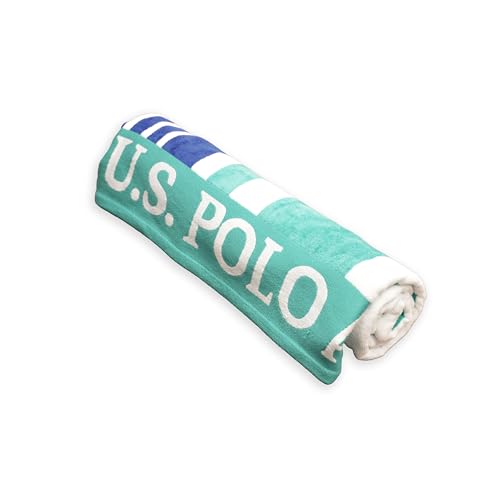 U.S. Polo Assn. Oversized (40” x 70”) Striped Nautical Design Beach Towel - Luxury Plush Cotton Hotel Quality for Bath, Pool - West Coast Green Stripe - color: Green, size: 40" x 70"