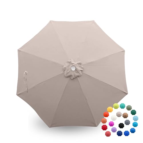 Formosa Covers - 9ft Market Patio Umbrella Replacement Canopy - 8 Ribs Top Canvas - 600D UV Protective and Water Resistant Umbrella Fabric - Premium Quality Replacement Canopy Cover ONLY (Taupe) - color: Taupe