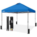 CROWN SHADES 10x10 Pop Up Canopy Tent - Patented Center Lock One Push Instant Outdoor Canopy Beach Tent with STO-N-Go Bag 8 Stakes & 4 Sand Bags，Blue - style: Blue