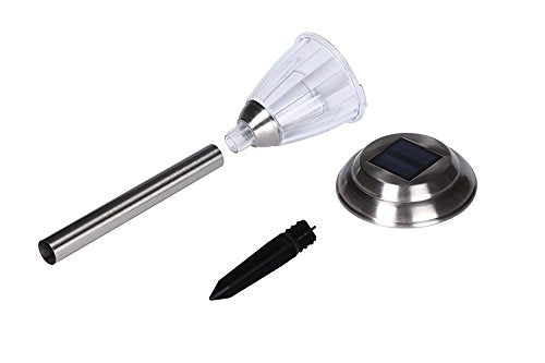 Solar LED Outdoor Lights 8-Pack Stainless Steel Pathway Landscape Lights for Outdoor Path Patio Yard Deck Driveway and Garden, (Silver) - color: Silver