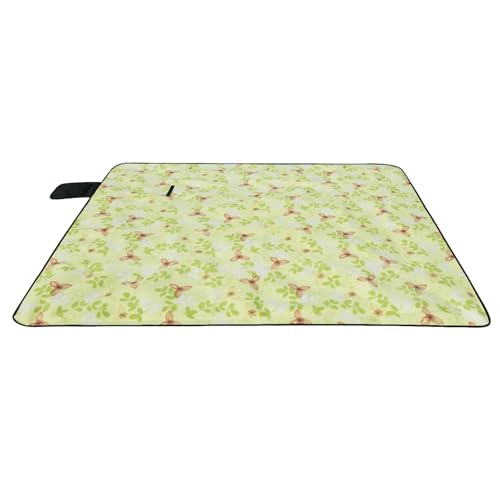 REDCAMP Fleece Picnic Blanket Waterproof Sandproof, Soft Plush & Foldable Outdoor Blanket for Lawn Park Beach Travel, Green Floral Print 79"x79" - color: Green Floral Print 79"x79"