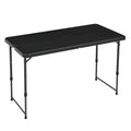 Amazon Basics Portable 4 Ft Rectangular Folding Dining Table, 4 Adjustable Height Settings, Space Saving Fold-in-Half Design and Carrying Handle, Indoor & Outdoor, Washed Black, 47.8 x 23.9 x 33.9 in - color: Washed Black
