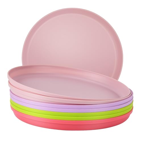 Unbreakable Dinner Plates Set of 8 (7.1-Inch) for Camping & RV Use - 100% Microwave Safe PP Plastic - Lightweight, BPA-Free, Dishwasher Safe - Perfect for Outdoor, Patio, Everyday Use, Warm Series - color: Warm Series, size: 7.1 in