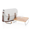 PICNIC TIME Adventure Wine Tote Bag with Wine Glasses and Mini Table, Wine Picnic Bag, 2 Bottle Wine Bag, (White) - color: White