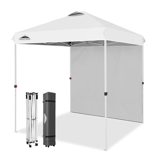 EAGLE PEAK Commercial Canopy 6.6x6.6 Pop Up Canopy Tent with 1 Sidewall, Easy Setup Heavy Duty Instant Event Shelter for Vendors & Markets, Outdoor Sun Shade, White - color: White, size: 6.6x6.6