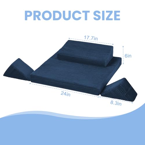 Meditation Cushion Set, Meditation Pillow for Sitting on Floor, Large Yoga Pillow with Knee Support, Washable Zafu Meditation Mat, 3 Shapes Floor Pillow for Adults, Navy Blue - color: Navy Blue