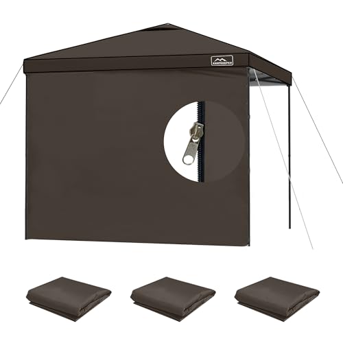 KAMPKEEPER 10X10 Canopy Tent Sidewalls with Zipper for Canopy Frame, 3Pcs Sunwalls Only, UPF50+ Waterproof Side Walls(Brown) - color: Brown