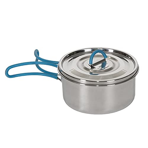 Stansport Stainless Steel Camping Cookware Set – Durable Nesting Mess Kit for Backpacking, Hiking & Outdoor Cooking – Compact Portable Pot & Pan with Carry Bag – Multiple Sizes for Family to Solo Use - style: 5 Piece Silver