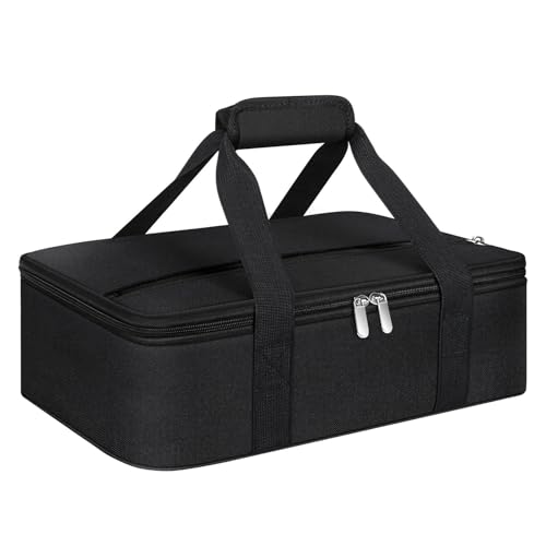 Insulated Casserole Carrier, Portable Casserole Carrier for Hot or Cold Food Lunch Tote Warmer or Cooler Bag, Lasagna Lunch Bag for Potluck Parties- Fits 9" x 13" Baking Dish-Black - color: Black, size: 16x10x4 in
