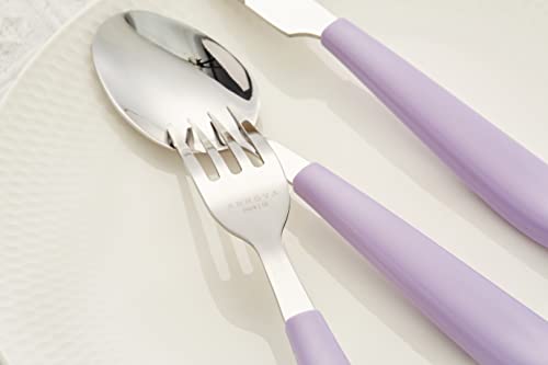 ANNOVA Silverware Set 20 Pieces Stainless Steel Cutlery Color Handle Flatware - 4 x Dinner Knife; 4 x Dinner Fork; 4 x Salad Fork; 4 x Dinner Spoon; 4 x Dessert Spoon (Lilac) - color: Lilac 20Pieces