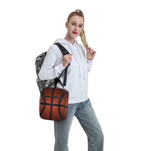 Basketball Ball Sport Appearance Insulated Lunch Bag Portable Reusable Zipper Lunch Box For Men Women Work Picnic Travel Camping - color: Black37