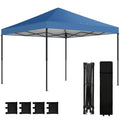 Outsunny 10 x 10 ft Pop Up Canopy Tent with One Push Setup, Easy Setup Outdoor Portable Instant Canopy Shelter with Wheeled Carry Bag, Sandbags, Adjustable Height for Parties, Events, Dark Blue - color: Dark Blue