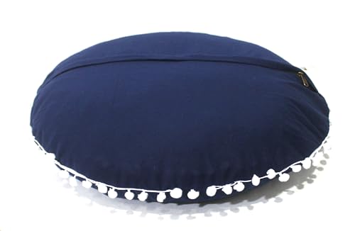 CRAFT KALA Meditation Floor Pillow Cover, Round Large Pillows Cover Seating for Adults, Bohemian Mandala Circle Cushions Cover for Outdoor Fireplace Yoga Living Room (Blue, 32" Round)