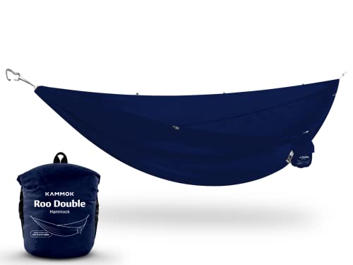 KAMMOK: Roo Double Hammock | Made from Strong & 100% Recycled Water Resistant Ripstop Fabric | Comfortable, Packable, Lightweight (Lifetime Adventure Grade Warranty), Midnight Blue - color: Midnight Blue, size: Roo Double