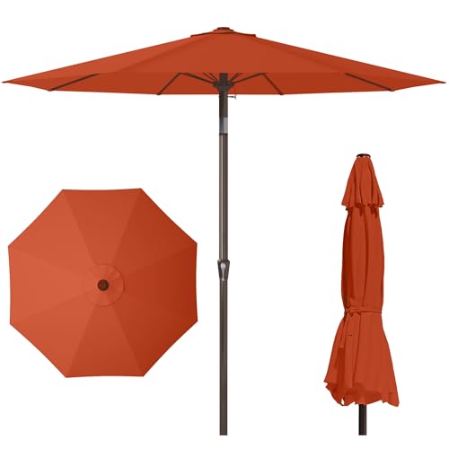 PatioKingdom 11FT Patio Umbrella,Outdoor Umbrella with Push Button Tilt and Crank,Market Table Umbrella with 8 Sturdy Fiberglass Ribs UV Protection - color: Orange, size: 11FT
