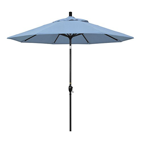California Umbrella GSPT908302-5410 9' Round Aluminum Market, Crank Lift, Push Button Tilt, Black Pole, Sunbrella Air Blue - color: Air Blue