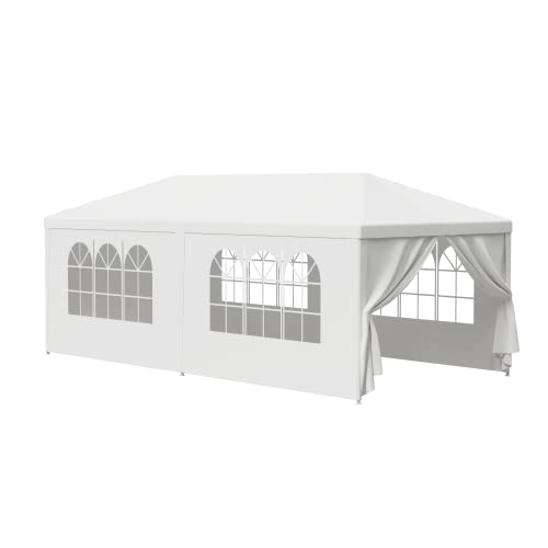 LEMY Gazebo Tent, Outdoor Canopy Shelter with Removable Sidewalls and Windows, Waterproof Heavy Duty Canopy for Patio, Garden, Party Wedding, 10' x 20', White - size: 10' x 20'