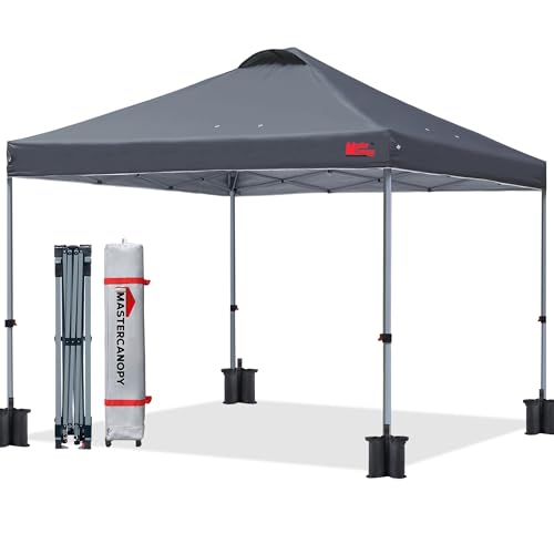 MASTERCANOPY Durable Pop-up Canopy Tent with Roller Bag (8x8, Dark Grey) - color: Dark Grey, size: 8x8