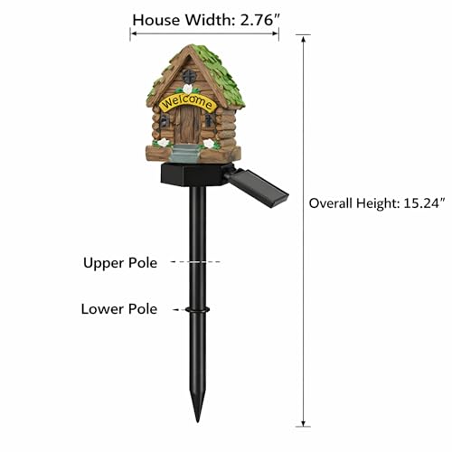 Solar Fairy House Lights Outdoor, 2 Pack Waterproof Decorative Garden Pathway Lights, Hand-Painted Resin Cottage Garden Decor for Yard Lawn Patio, Unique Gift for Women Garden Lovers - style: Modern