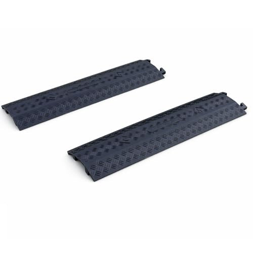 VIIBLE 2-Pack Black Large Drop Over Cable Ramp, 2000 lbs Capacity, Heavy Duty Protector for Hoses & Cords, Safe for High Traffic, Indoor/Outdoor Cord Concealer. - color: Black, size: Large